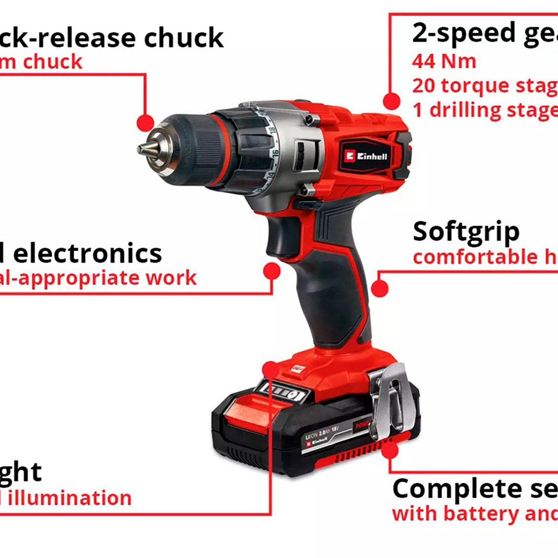 Taladro Atornillador Inalambrico 18V 2 Bat X 2,0 Ah + Cargador 4