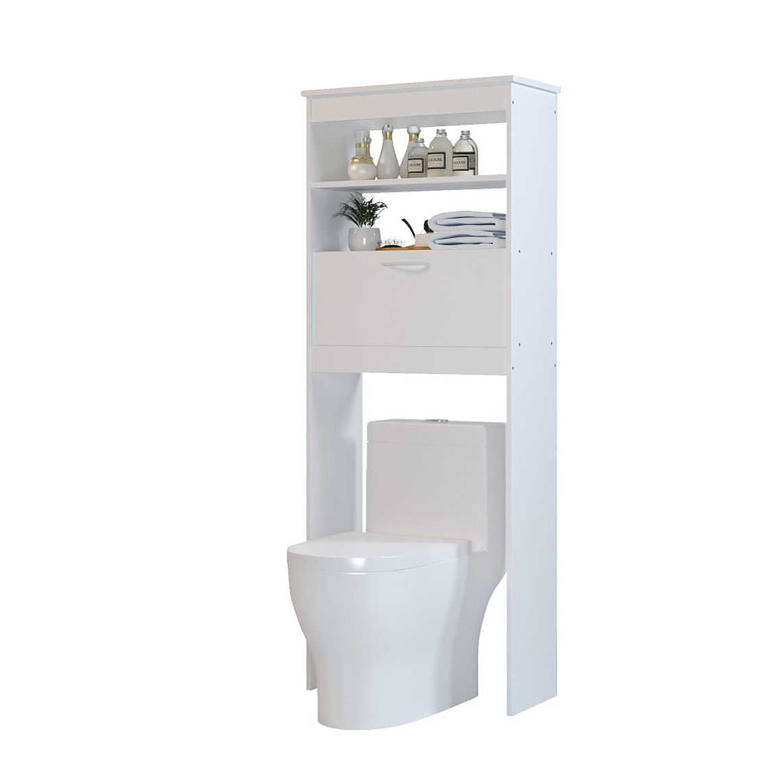 Mueble Bańo Blanco Wc Ahorrador Espacio 63X28X160Cm 4