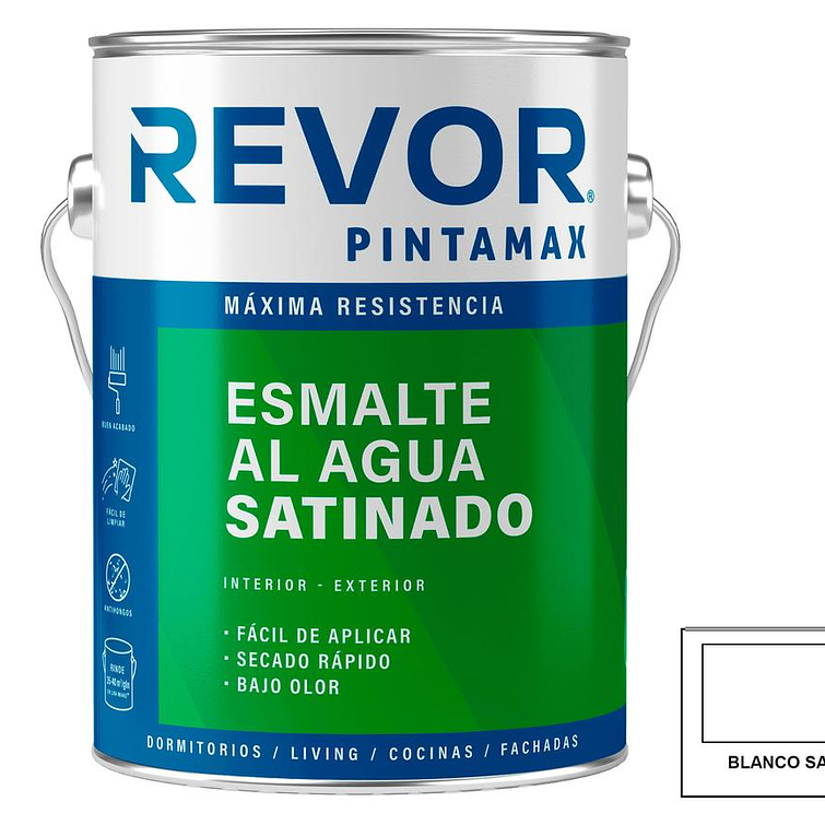 Esmalte Al Agua Satin Gl. Blanco Pintamax Revor 1