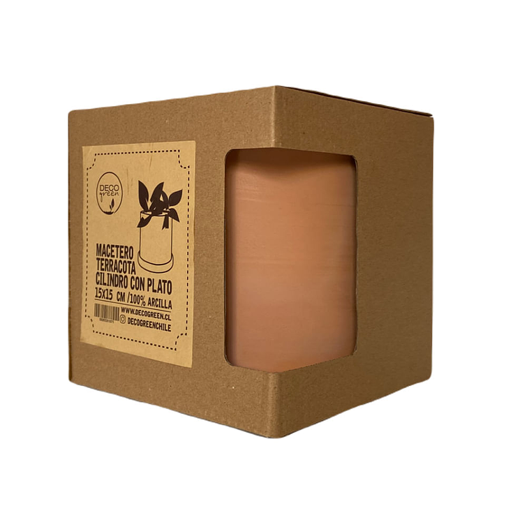 Macetero 15X15 Cilindro Terracota Con Plato 2