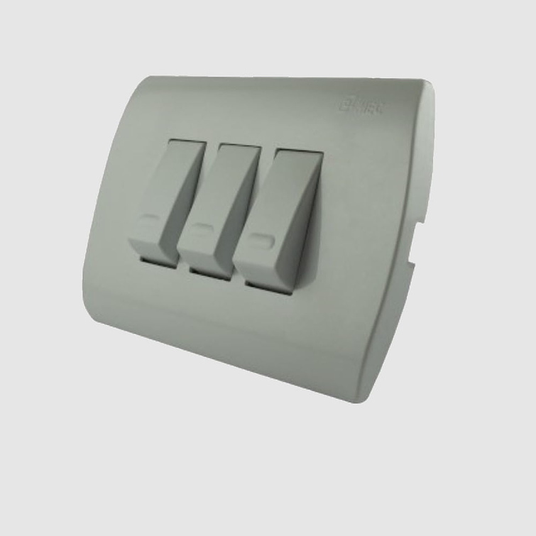 Placa Interruptor Triple 9/32 250V 16A -Blanco 1