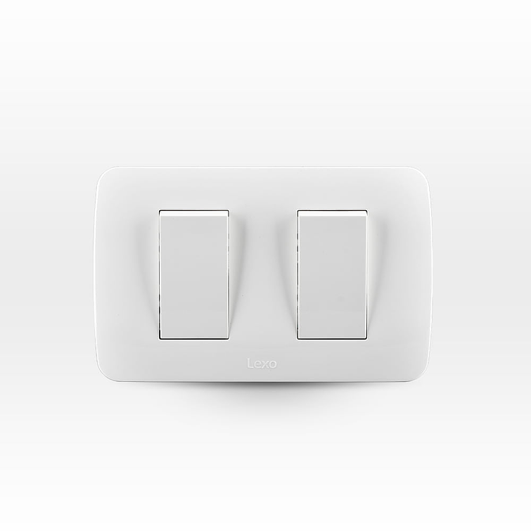 Placa Interruptor Doble 9/15 10A 250V Blanco Armado 1