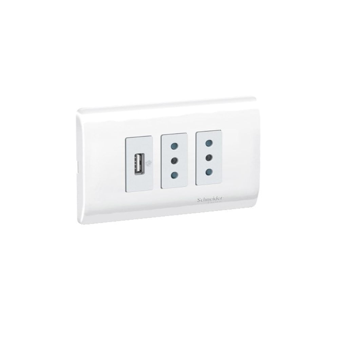 Placa Enchufe 2 Puestos +1 Usb Blanco 1