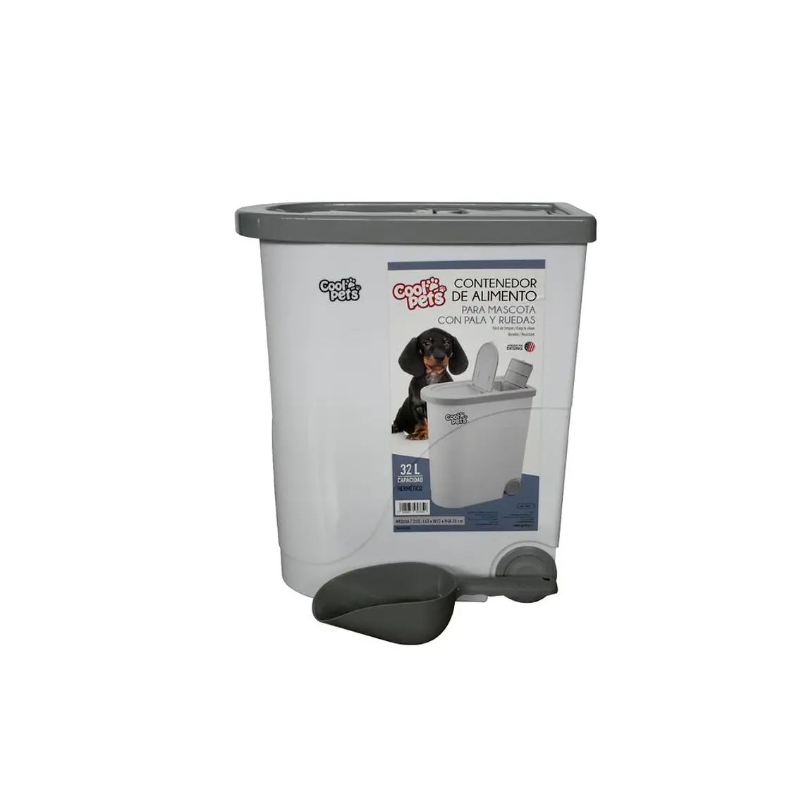 Contenedor De Alimento Para Mascotas Con Pala Y Ruedas L43Xw23Xh48.50Cm [Cool Pets] 3