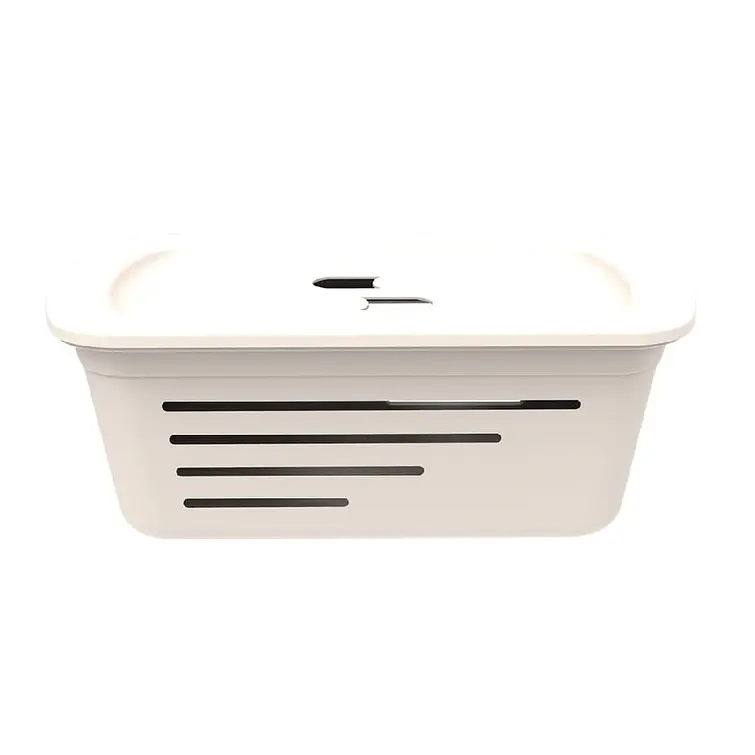 Canasta Organizadora 5L Beige Con Tapa 1