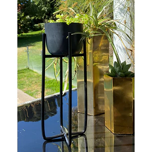 Macetero Con Pedestal S Grafito 10X30