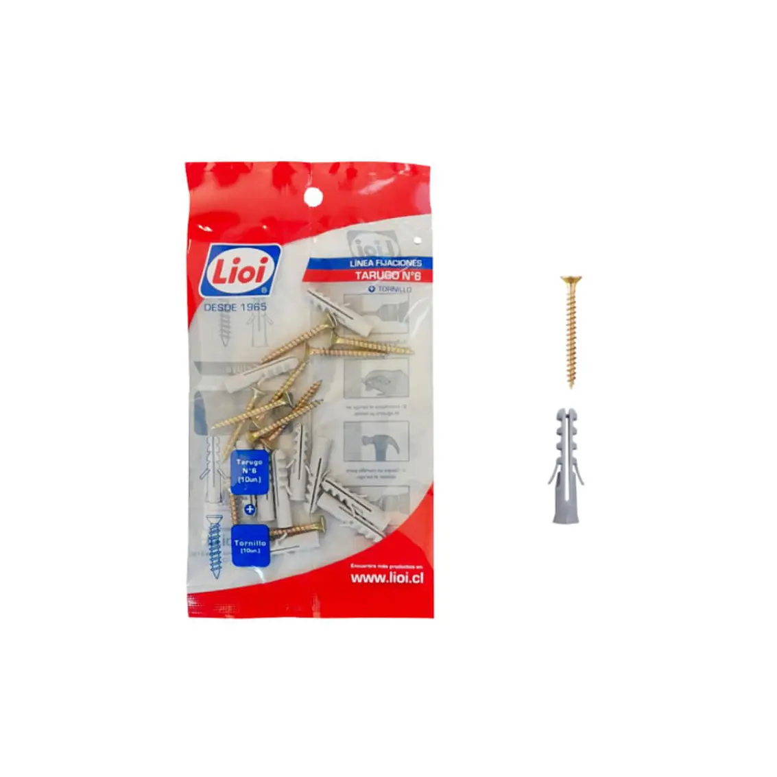 Tarugo Nylon N°6 + Tornillo Phil 4X35Mm [10 Un C/U] 1