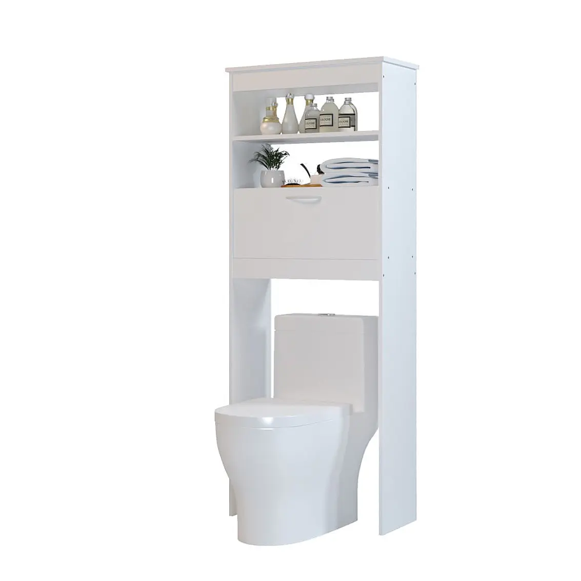 Mueble Baño Blanco Wc Ahorrador Espacio 63X28X160Cm 4