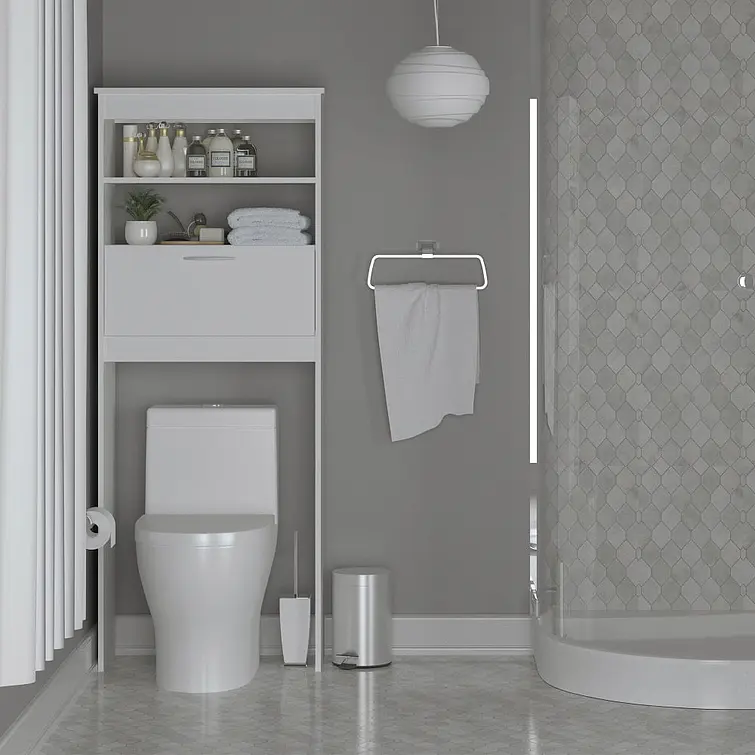 Mueble Baño Blanco Wc Ahorrador Espacio 63X28X160Cm 5