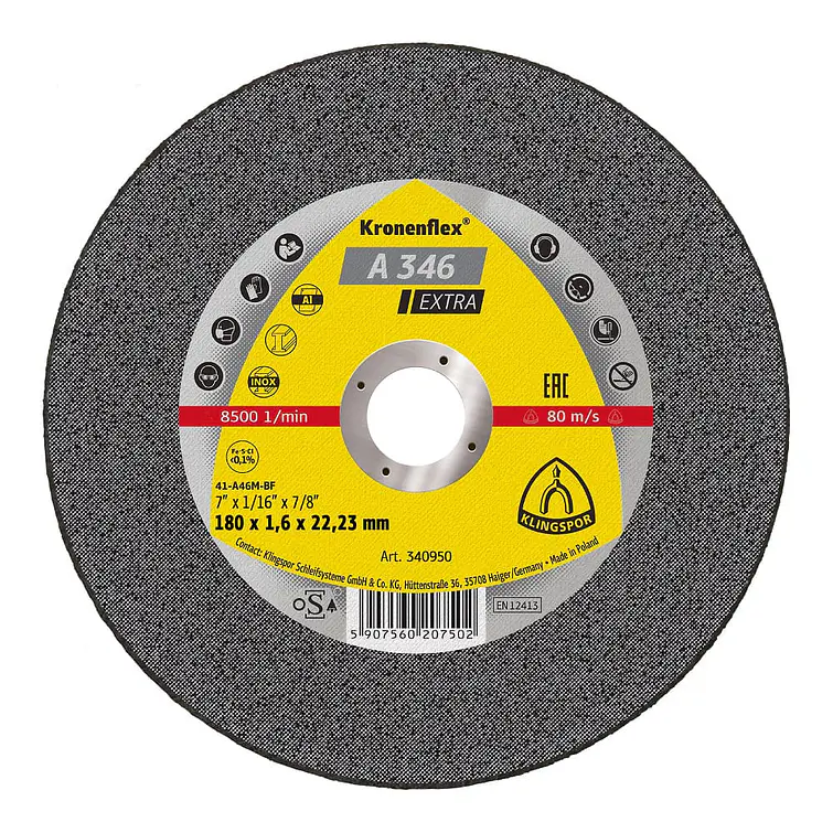 Disco Corte A346  Extra 7 180X1,6X22 (340950) Klingspor 1