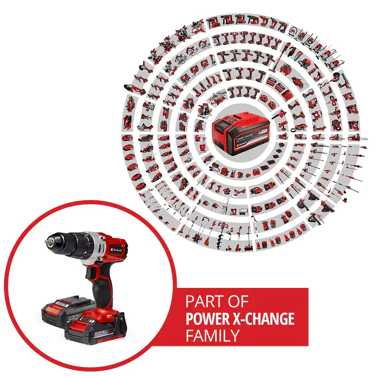 Taladro Inalambrico Einhell Te-Cd 18/2 Li+ Accesorios + 2 Bateria 2.0 Ah 3