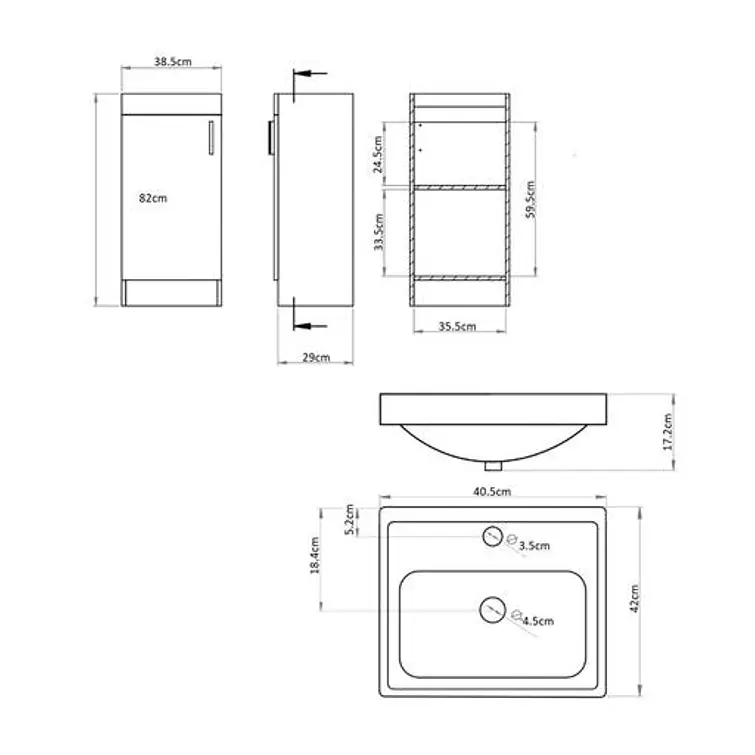 Kit Mueble Claire 40 Rustico + Cubierta Blanche 4