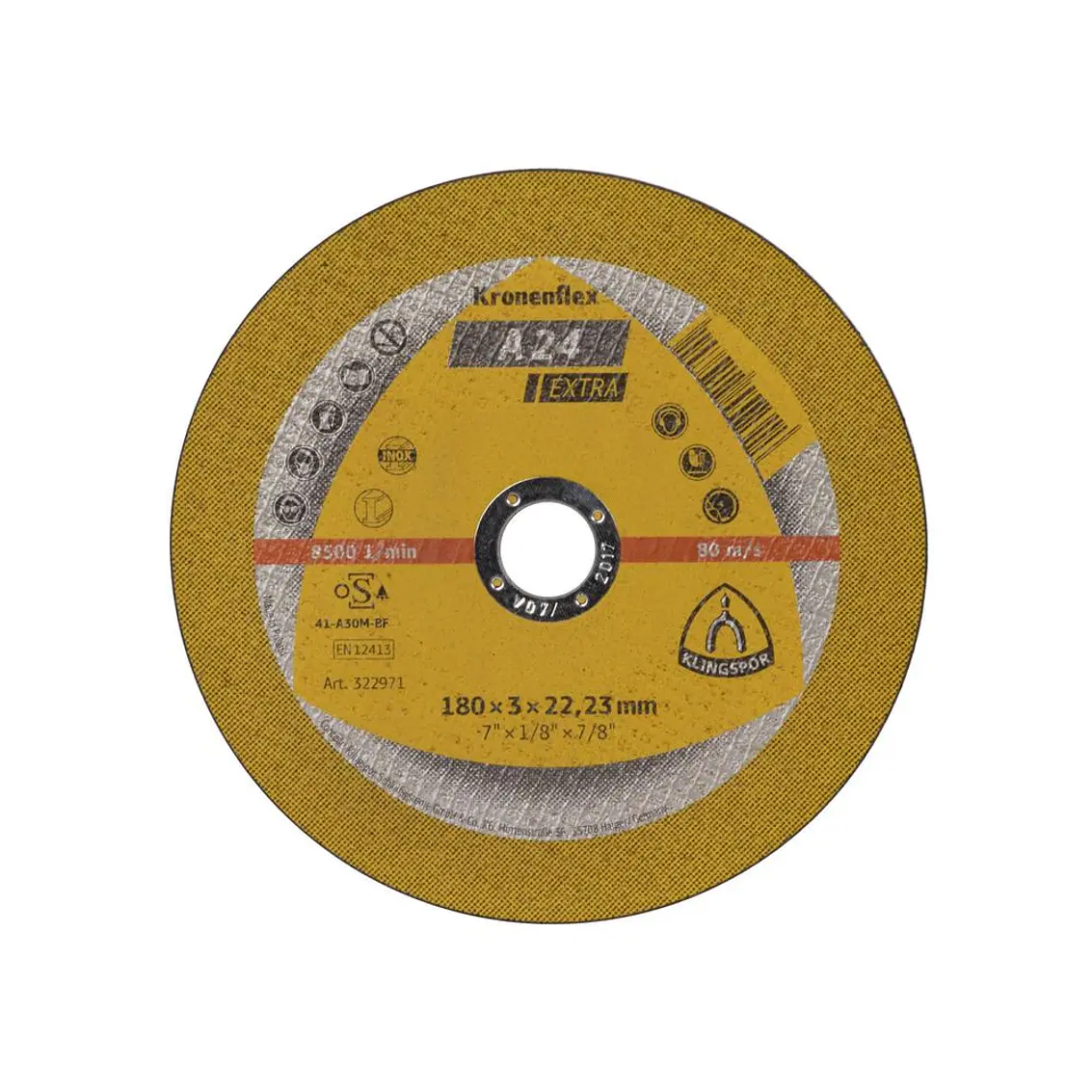 Disco Corte Metal 7X1/8 A24Extra 180X3X22 C.Plano 1