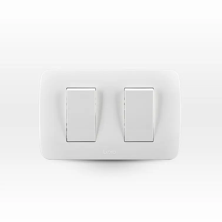 Placa Interruptor Doble 9/15 10A 250V Blanco Armado 1