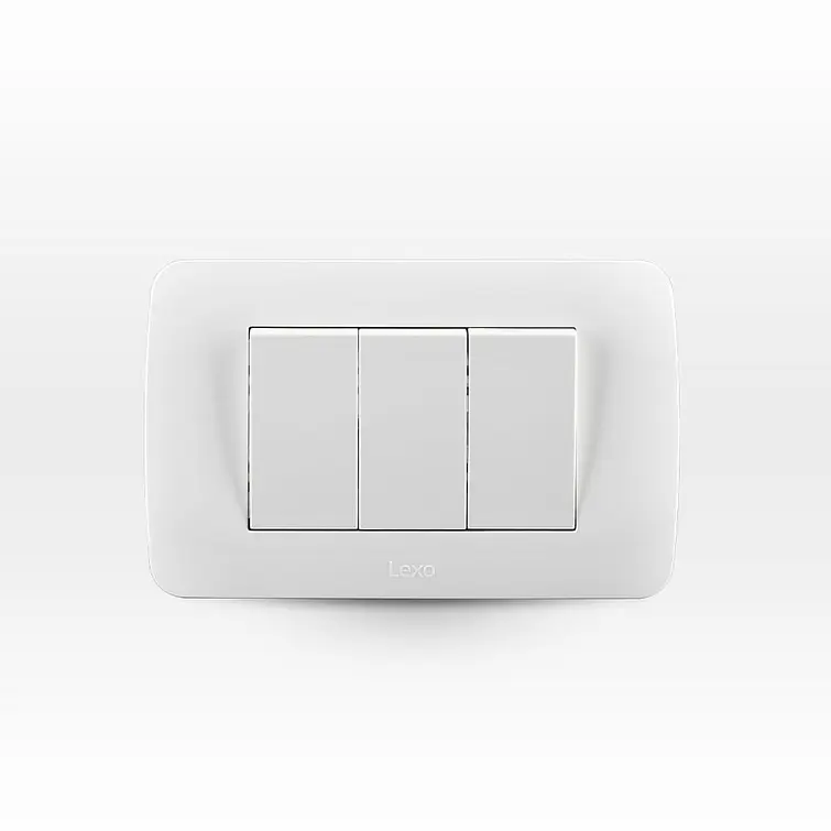 Placa Interruptor Triple 9/32 10A 250V Blanco Armado 1