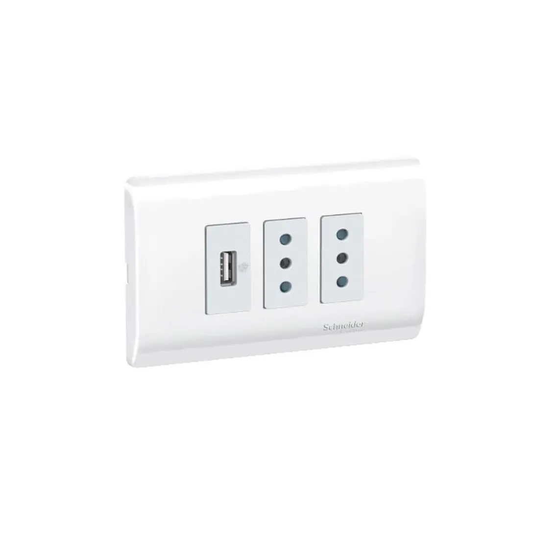 Placa Enchufe 2 Puestos +1 Usb Blanco 1