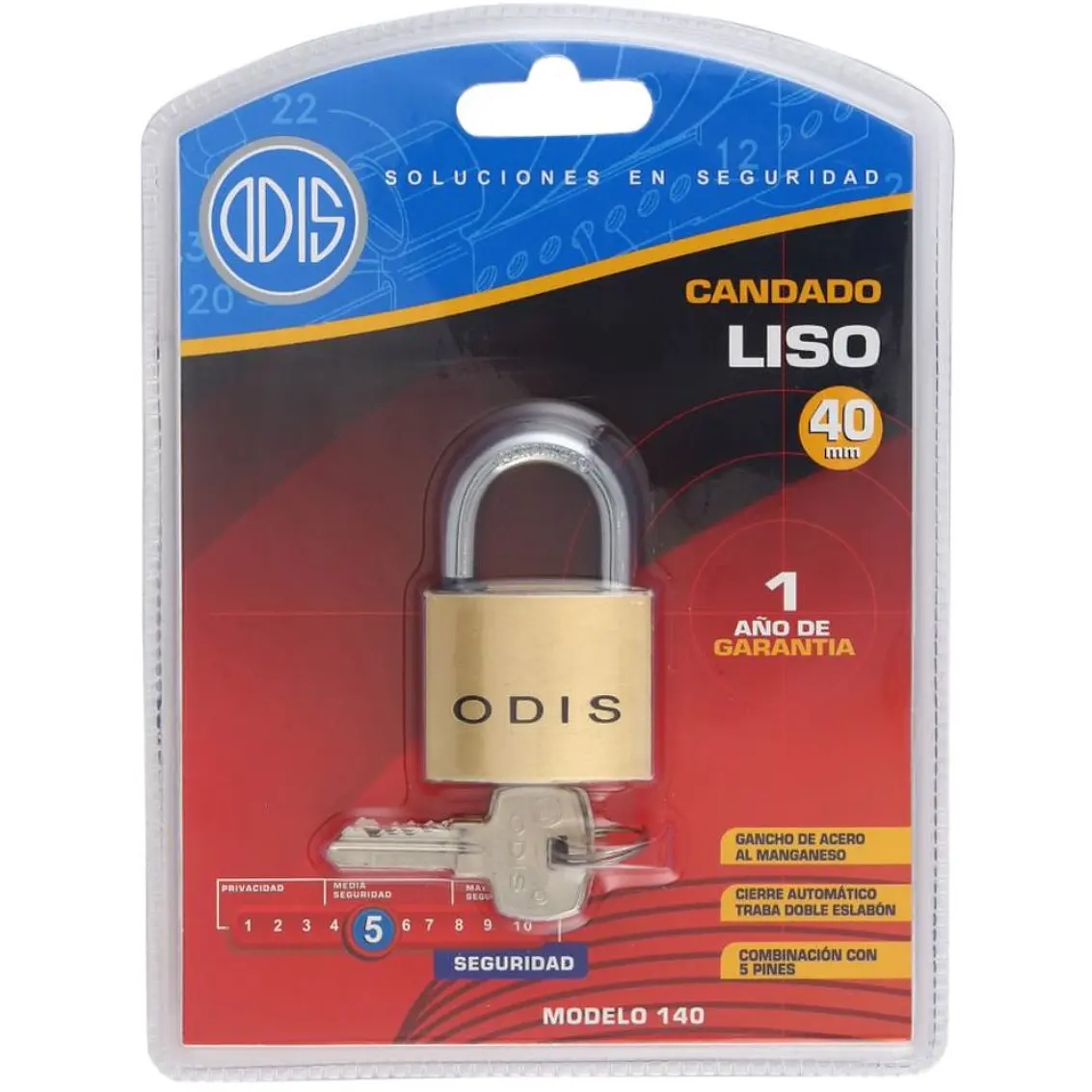 Candado Odis Bronce Liso 140 40Mm. Display 2