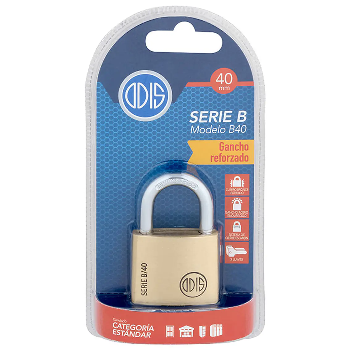 Candado Odis Bronce Serie B B40 5