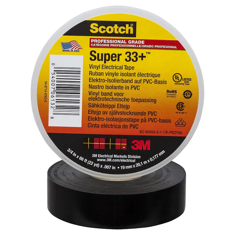 Cinta Elect.Scotch Super 33 Negra 3/4X20Mts. 3M (80-6112-0701-2) 2