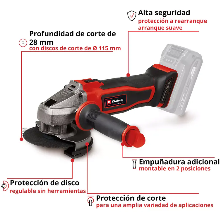 Esmeril Angular Inalambrico Einhell 18V-8500 - Te-Ag 18/115-2 Li [Expert] [Sin Bateria] 4