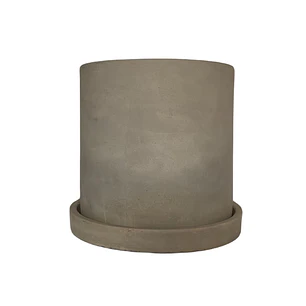 Macetero 15X15 Cilindro Cemento Con Plato