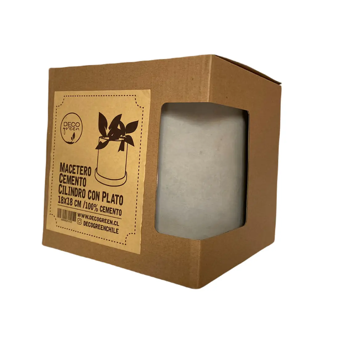 Macetero 18X18 Cilindro Cemento Con Plato 2