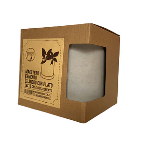 Macetero 18X18 Cilindro Cemento Con Plato