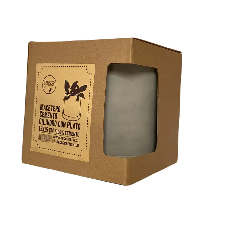 Macetero 15X15 Cilindro Cemento Con Plato 2