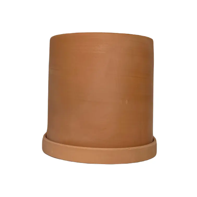 Macetero 15X15 Cilindro Terracota Con Plato 1