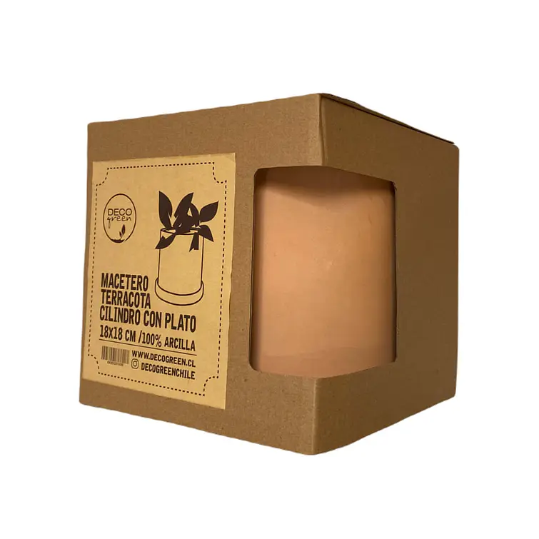 Macetero 18X18 Cilindro Terracota Con Plato 4