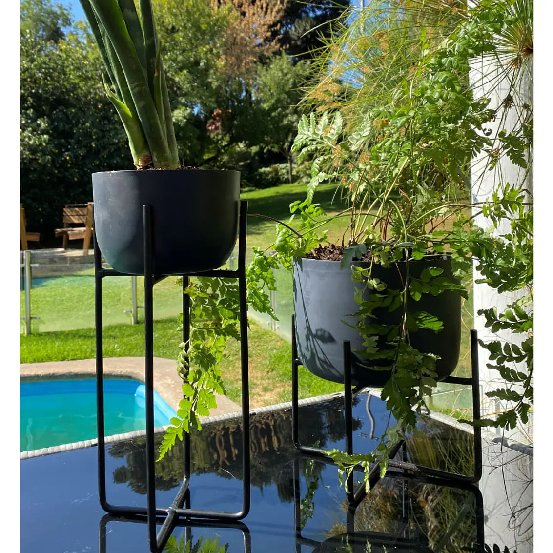 Macetero Con Pedestal L Grafito 22X26 3