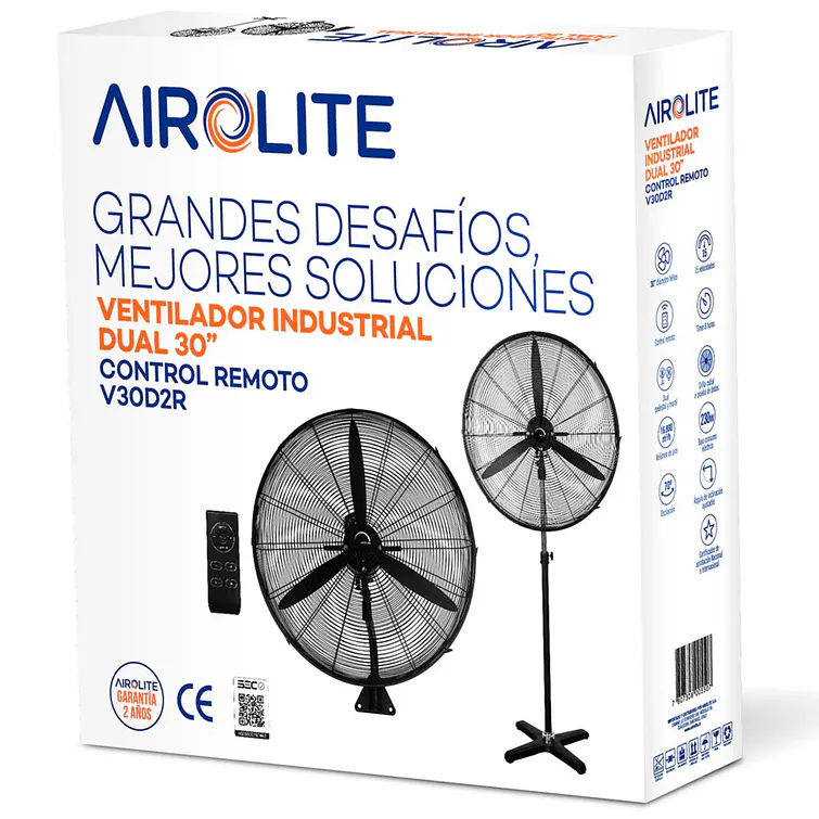 Ventilador Airolite Indust. Ped/ Mural 30 C/Control Remoto (10266-002) 3