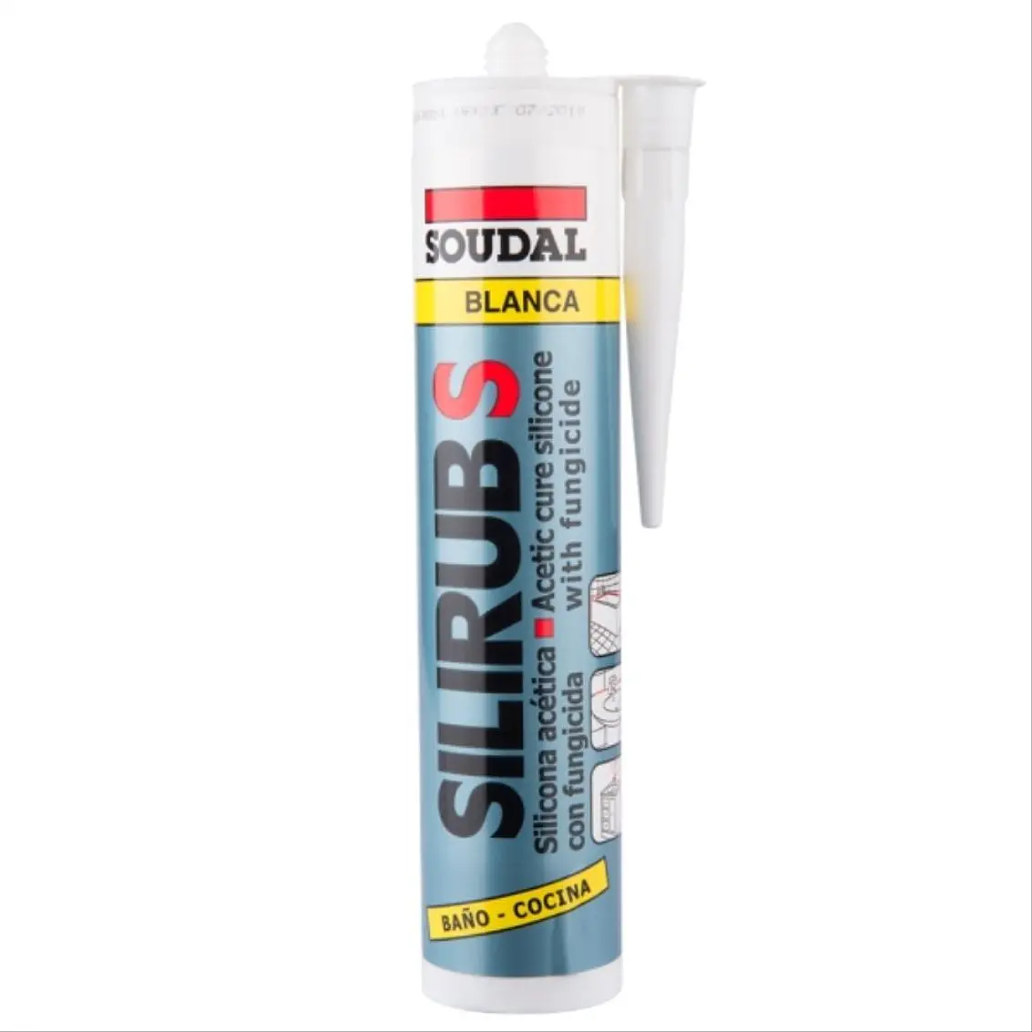 Silicona Acetica Blanca Silirub C/Fung. Baño Y Cocina 2