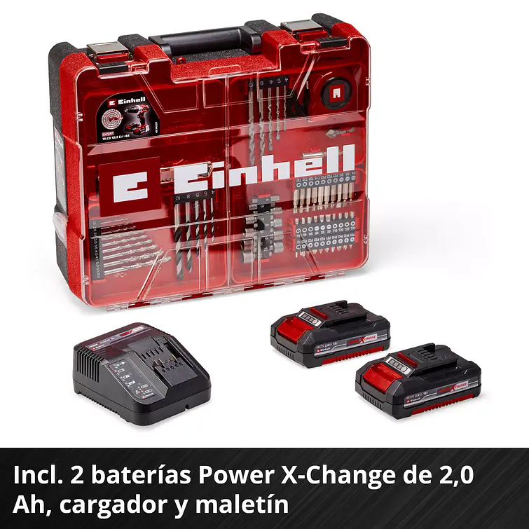 Taladro Inalambrico Einhell Te-Cd 18/2 Li+ Accesorios + 2 Bateria 2.0 Ah 5