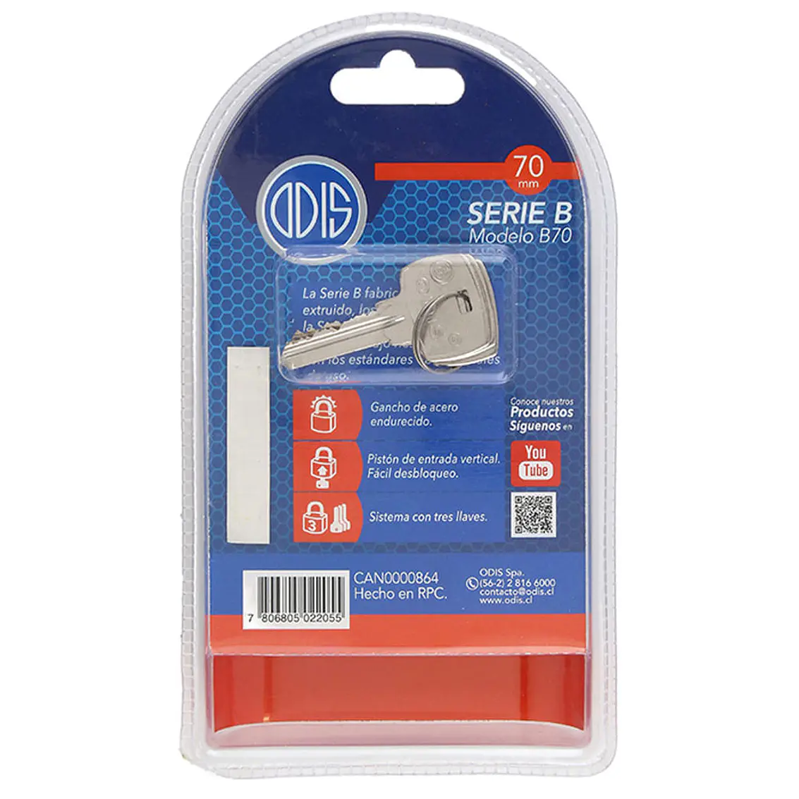 Candado Odis B70 / Blister 2