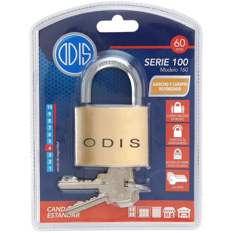Candado Odis Bronce Liso 160 60Mm. Display 2