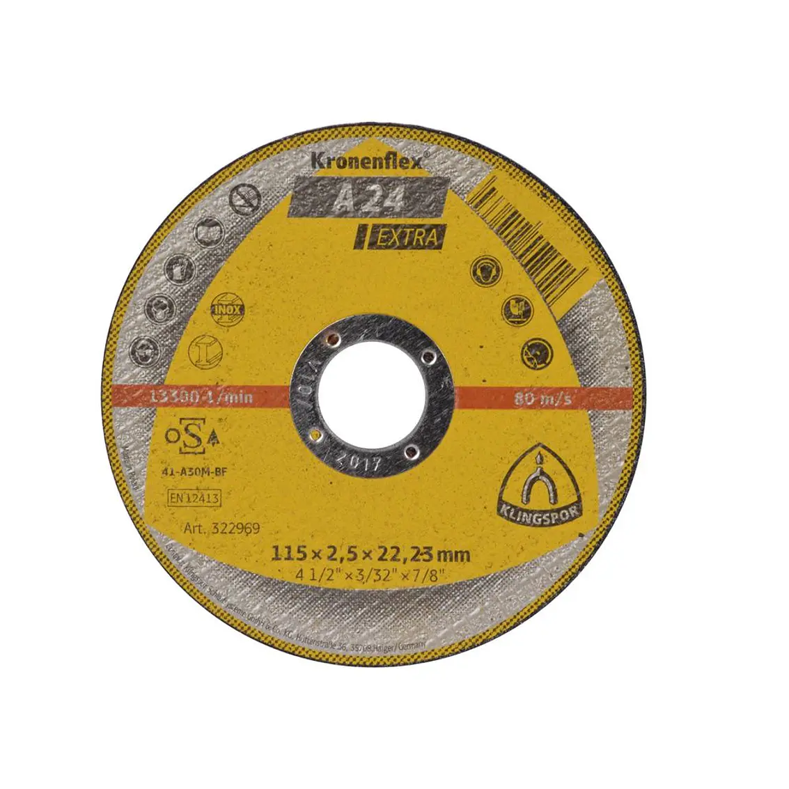 Disco Corte Metal 4,5 A24 Extra 115X2.5X22.23  (322969)  Klingspor 1