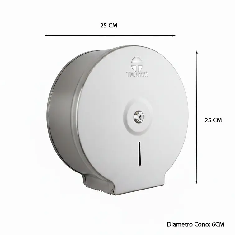 Dispensador Papel Wc Industrial Acero Inox. 304 Con Llave 5