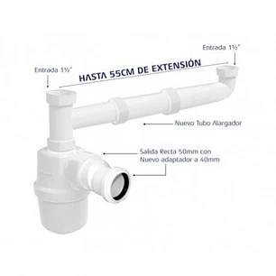 Conexion Lavaplatos 2 Tazas C/ Sifon Salida Curva