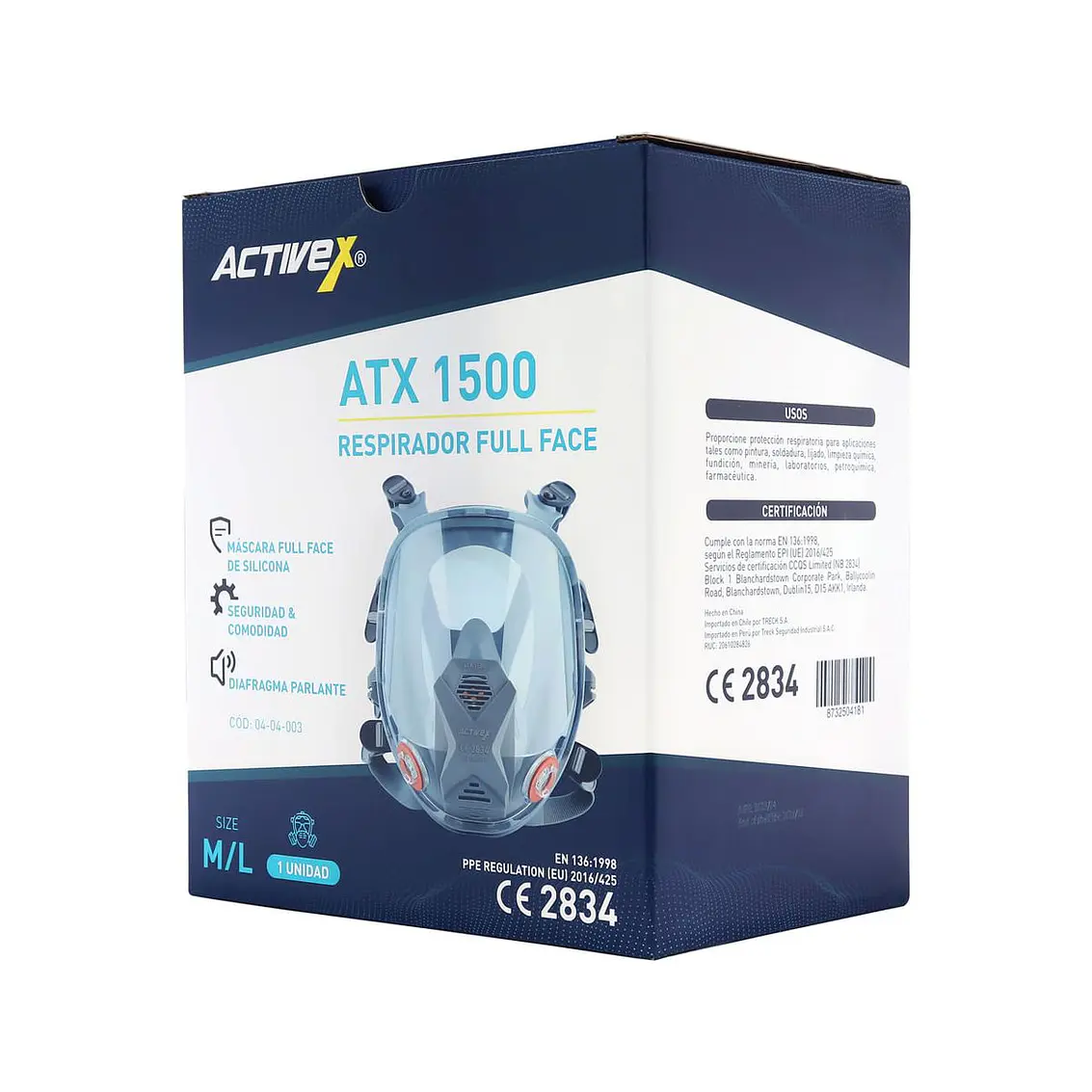 Respirador Activex Full Face Silicona Atx 1500 Talla Universal 4