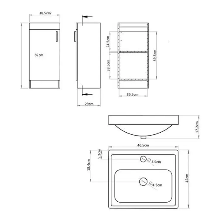 Kit Mueble Claire 40 Lenga + Cubierta Blanche 6