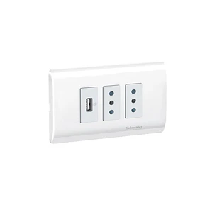 Placa Enchufe 2 Puestos +1 Usb Blanco