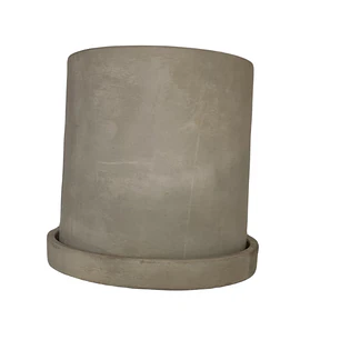 Macetero 18X18 Cilindro Cemento Con Plato