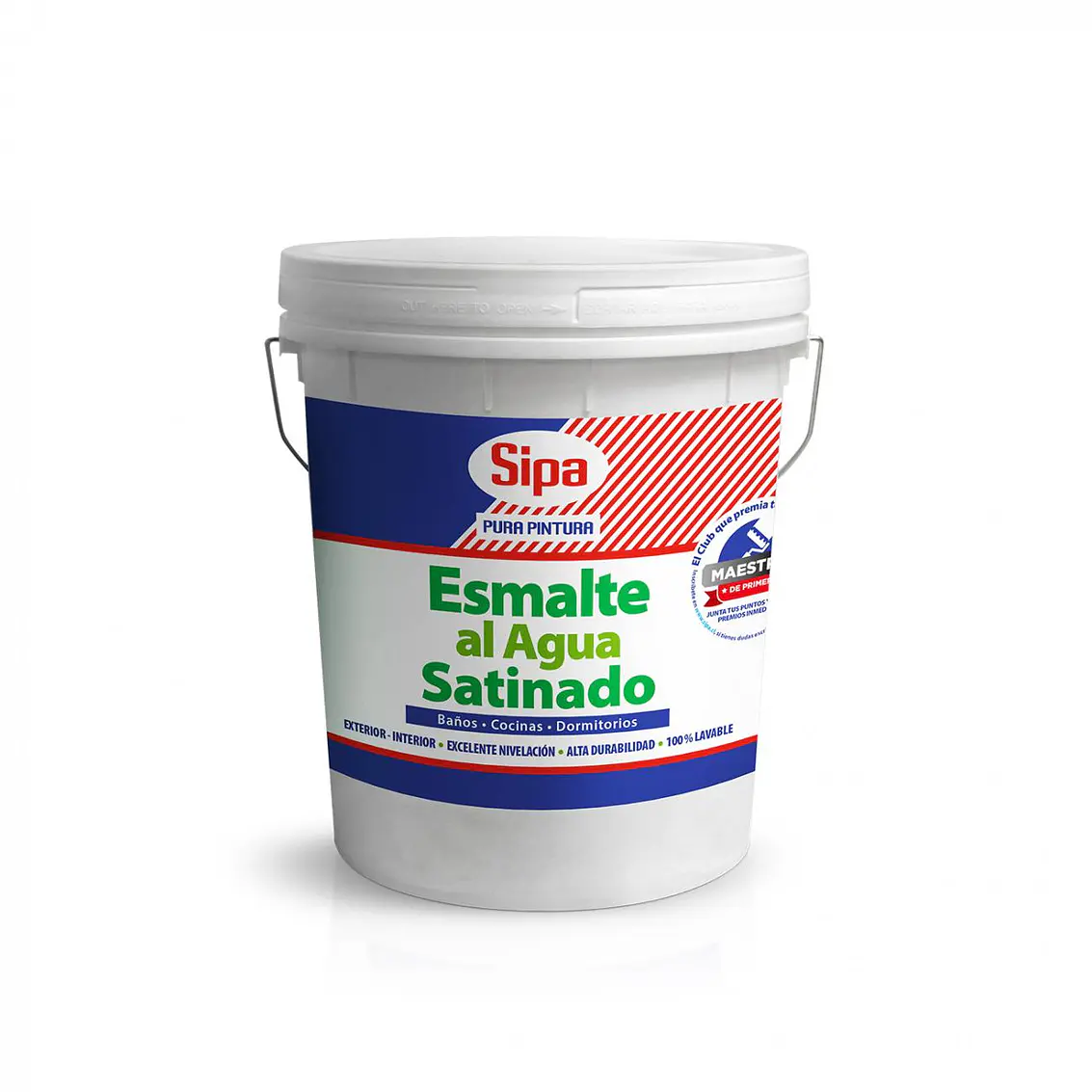 Esmalte Al Agua Sipa Satinado B/ W Tineta 4Gl 1