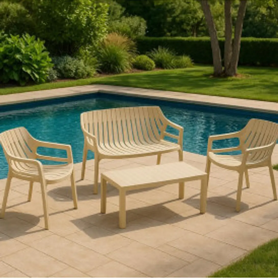 Juego De Terraza Malaga Beige 1