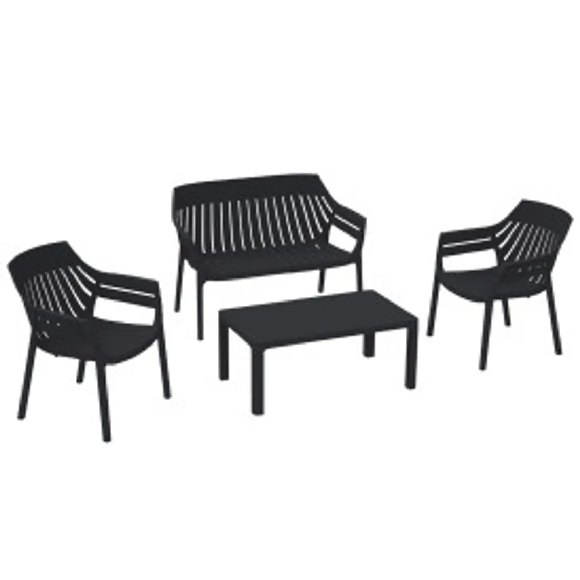 Juego De Terraza Malaga Negro 6