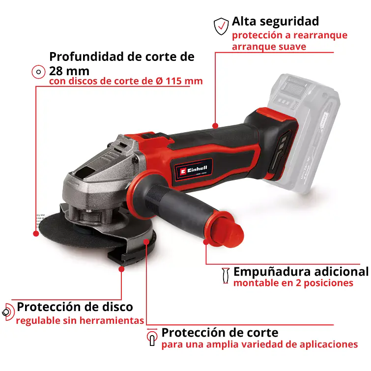 Esmeril Angular Inalambrico Einhell 18V-8500 - Te-Ag 18/115-2 Li [Expert] [Sin Bateria] 4