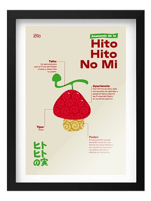 Cuadro One Piece Hito Hito No Mi Marco Negro (40x50cm)