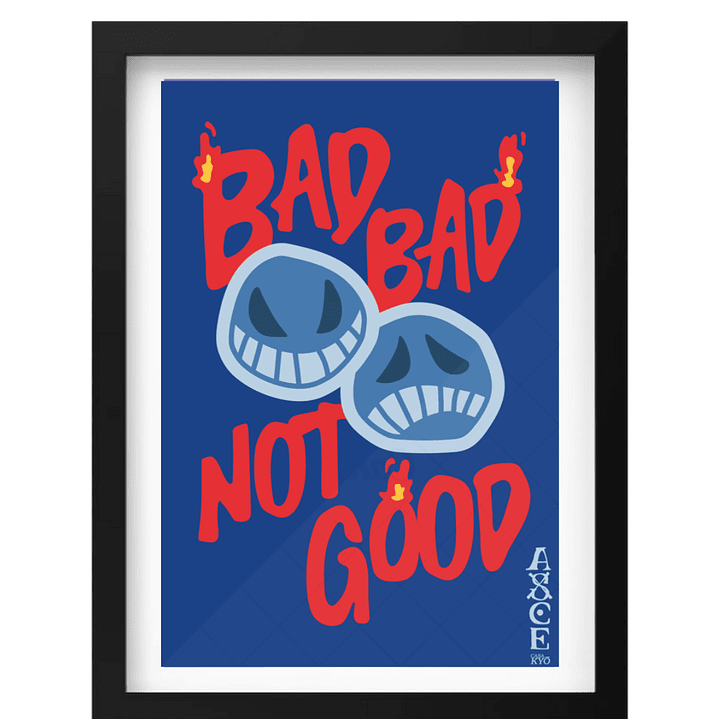 Cuadro One Piece Ace Bad Bad Not Good Marco Negro (40x50cm) 1