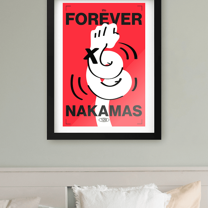 Cuadro One Piece Forever Nakamas Rojo Marco Negro (40x50cm) 2